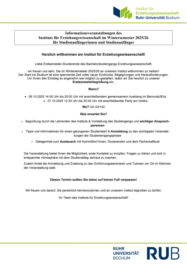 Ersti Infoveranstaltung Homepage
