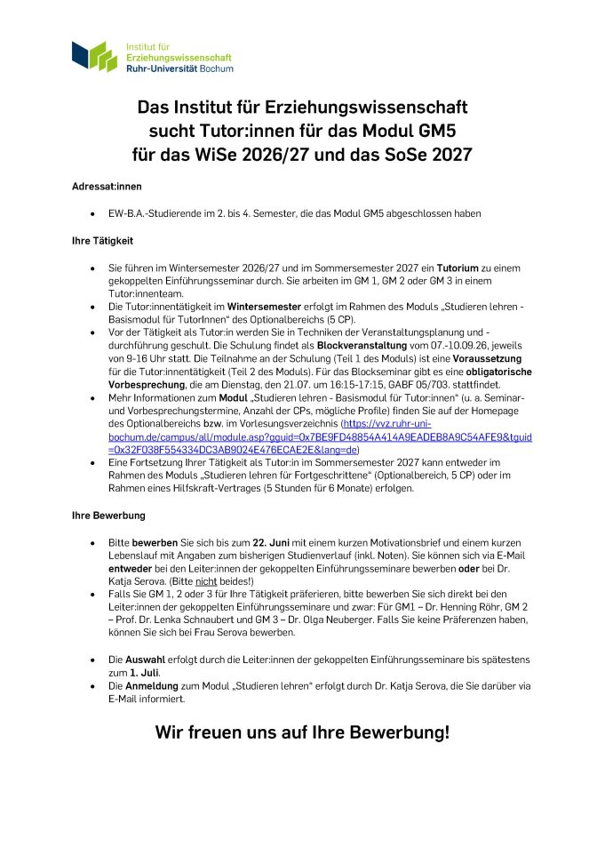 Tutorinnen Gesucht - Tus - Gm5 - 26 Sose
